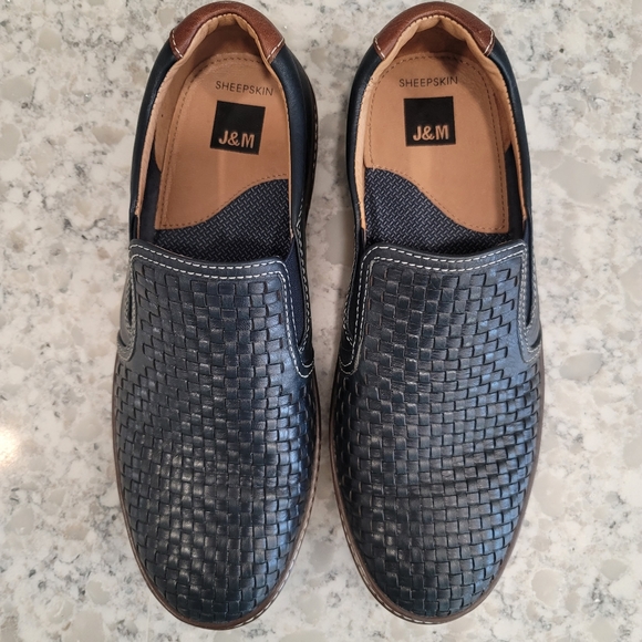Johnston Murphy J&M Men's Sheepskin Woven Leather Slip On Shoes Lightweight 9.5M - Picture 3 of 8
